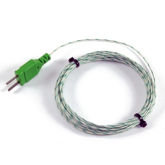 Thermocouple type K, exposed tip, fiberglass insulated, 1 m